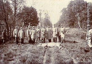 Kaiser Wilhelm II. mit Jagdgesellschaft