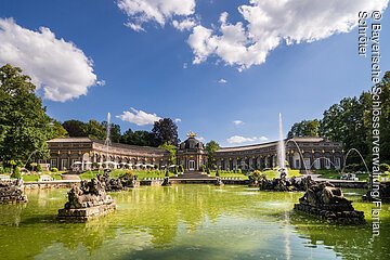 Neues Schloss, Blick über Grosses Bassin auf den Sonnentempel (AF 21), Bayreuth, Eremitage