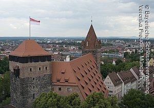 Blick vom Sinwellturm Richtung Norden, Kaiserburg Nürnberg