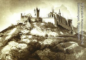 Baustelle der Burg Hohenzollern 1855