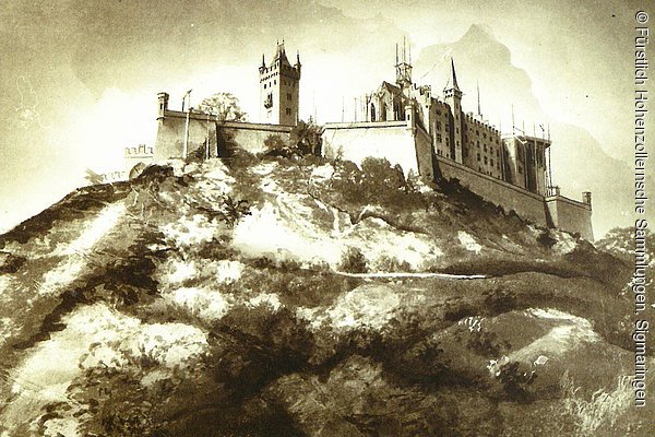 Baustelle der Burg Hohenzollern 1855